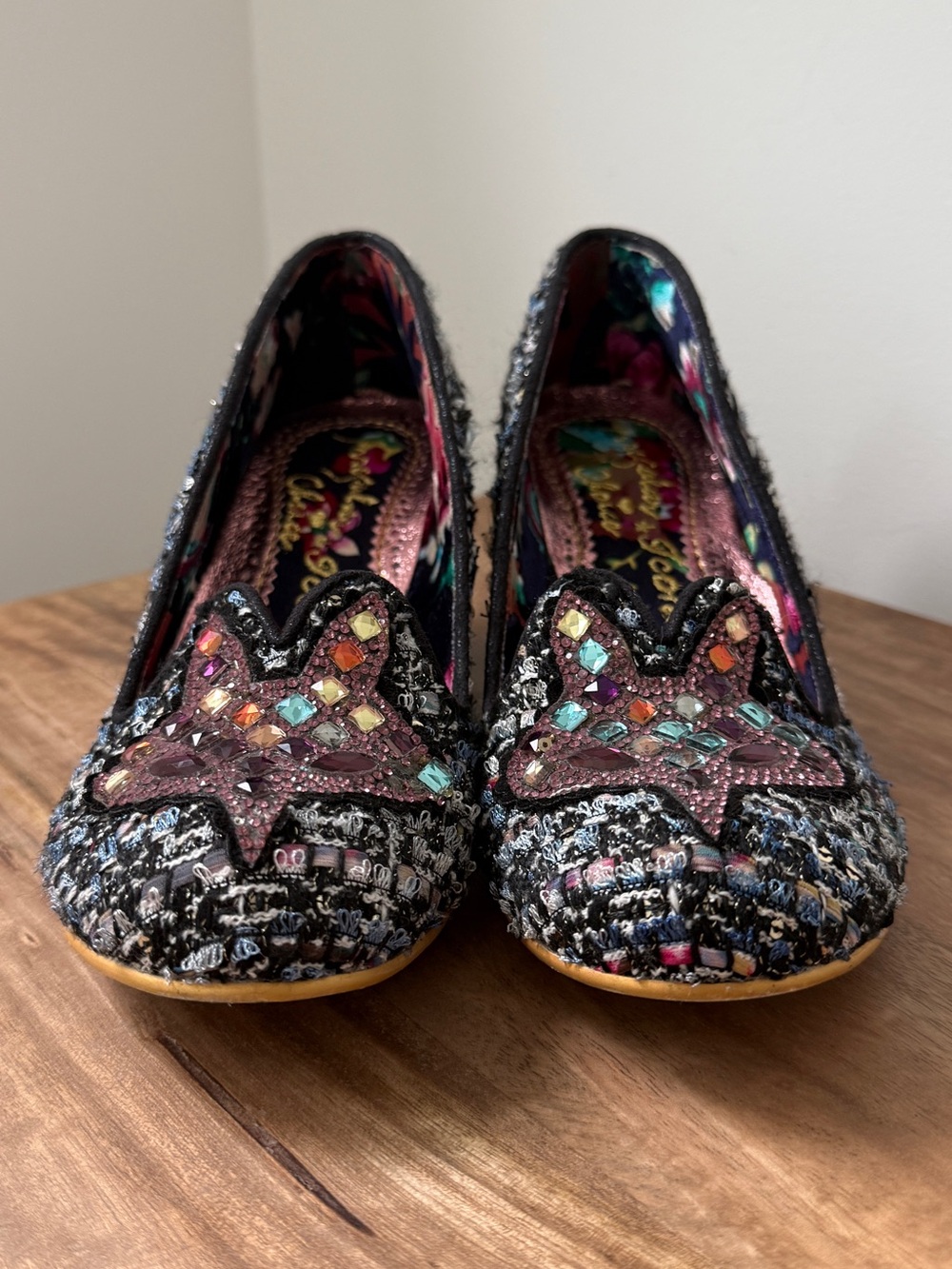 Irregular Choice Iconic Star Embellished Tweed Pumps Heels Size 38